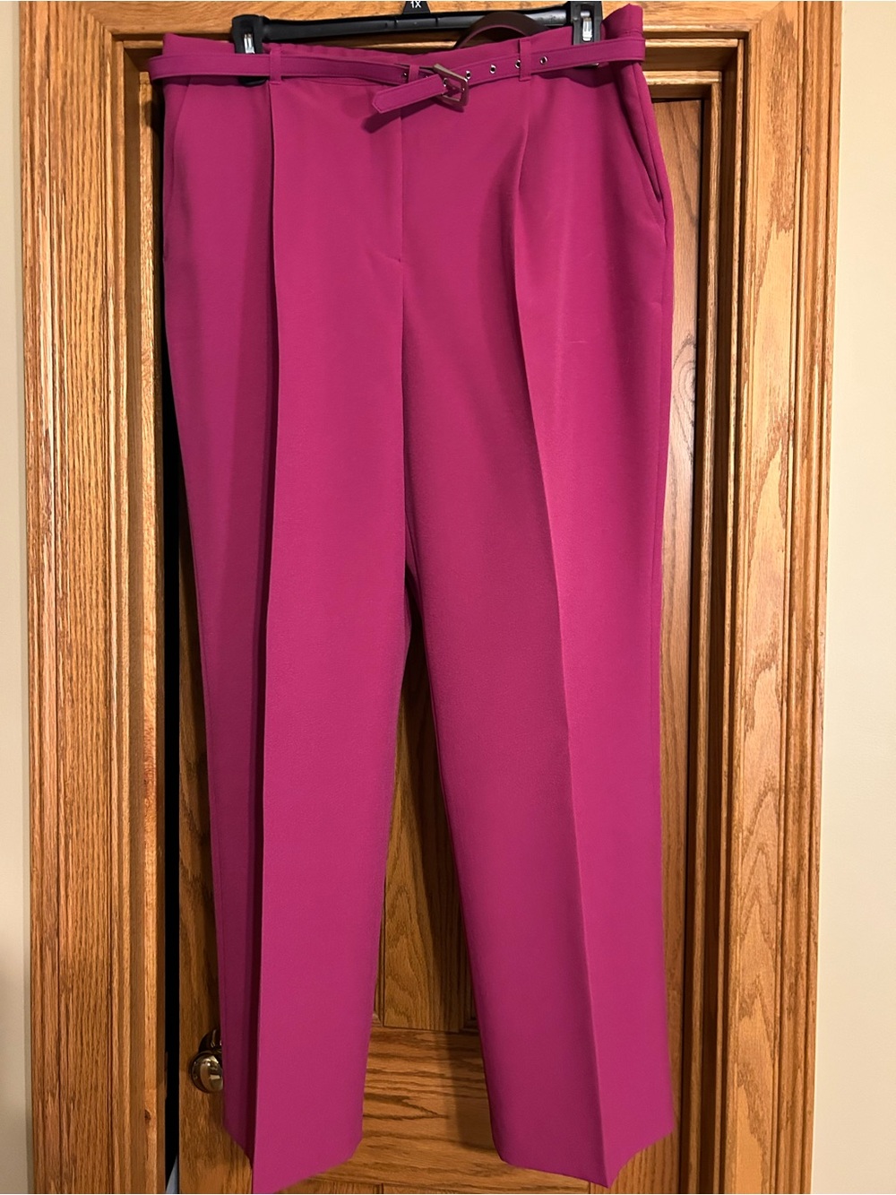 Liz Baker Fuchsia Pleated Trousers with Slim Belt